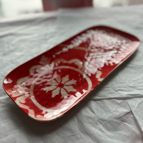 2 NWT Presidents Choice Tray set 18” and 15” French red gold patio melamine - Picture 3 of 10